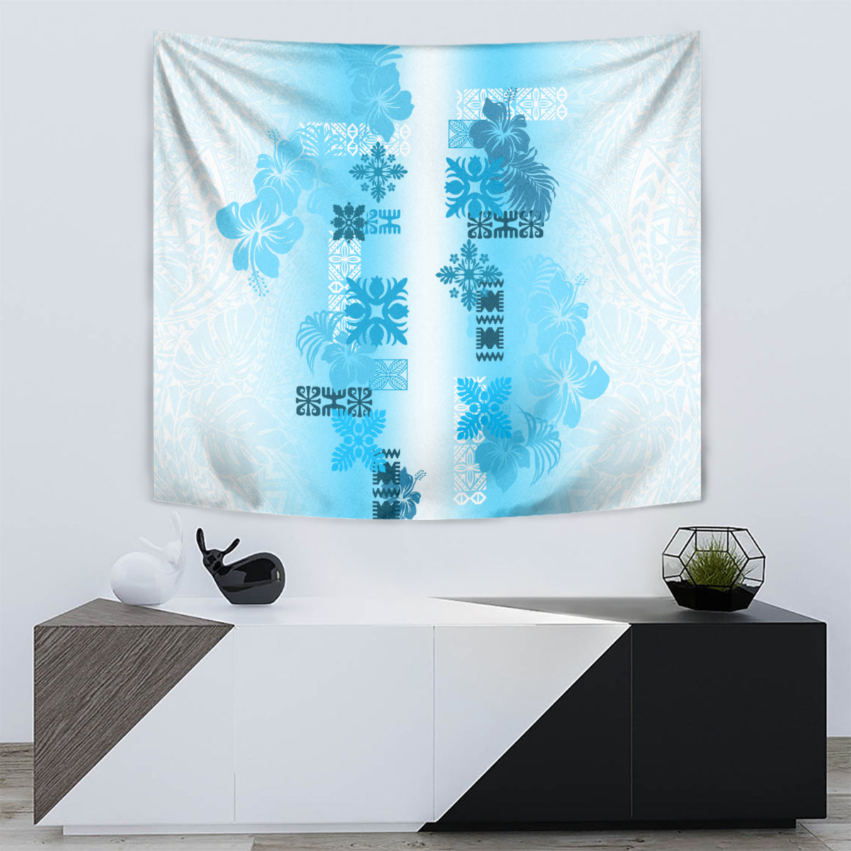 Hawaiian Quilt Tapestry Vintage Pattern Blue LT05 - Polynesian Pride