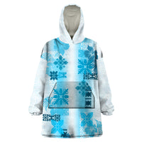 Hawaiian Quilt Wearable Blanket Hoodie Vintage Pattern Blue LT05 One Size Blue - Polynesian Pride