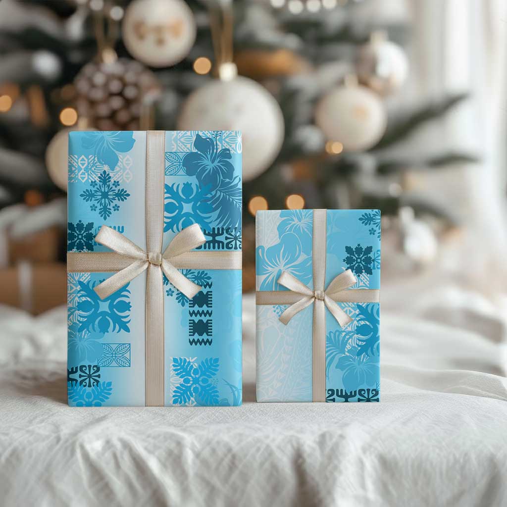 Hawaiian Quilt Wrapping Paper Vintage Pattern Blue - Polynesian Pride