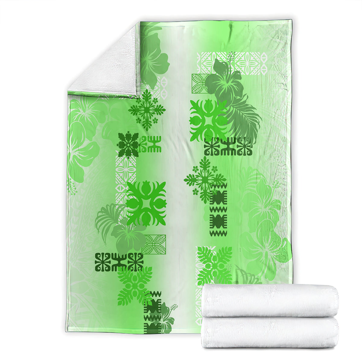 Hawaiian Quilt Blanket Vintage Pattern Green LT05 - Polynesian Pride