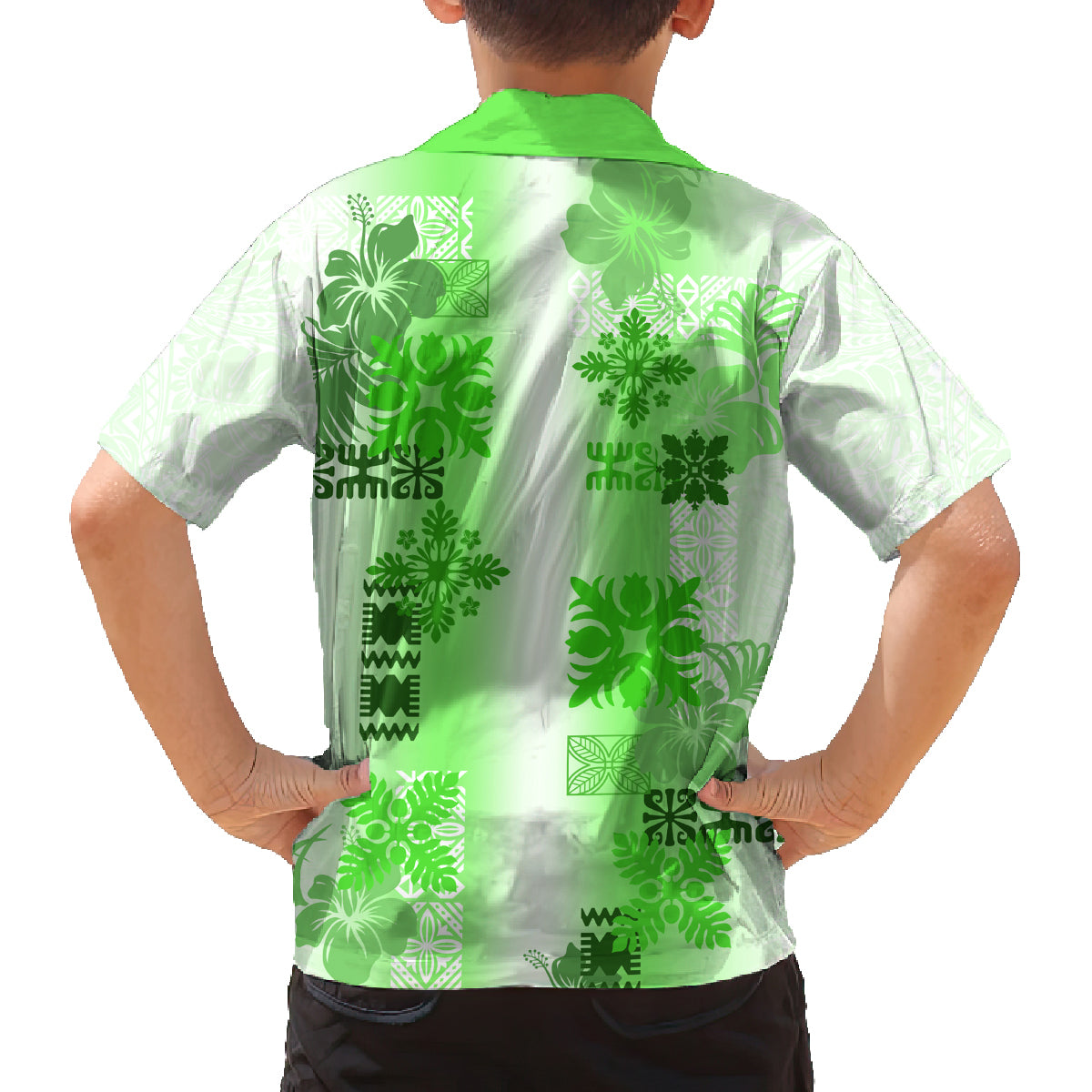 Hawaiian Quilt Family Matching Tank Maxi Dress and Hawaiian Shirt Vintage Pattern Green LT05 - Polynesian Pride