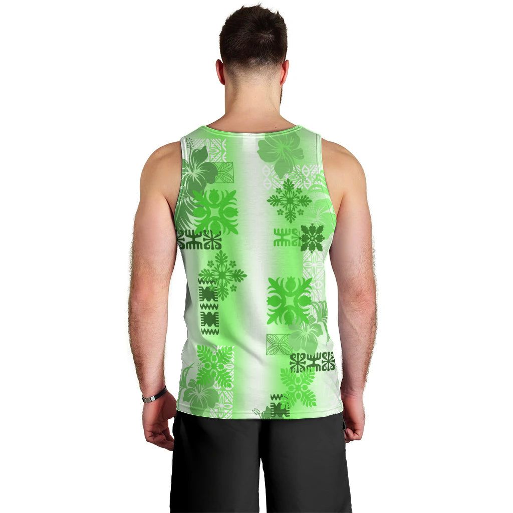 Hawaiian Quilt Men Tank Top Vintage Pattern Green LT05 - Polynesian Pride