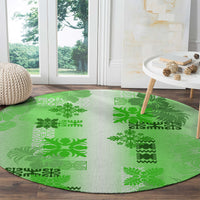 Hawaiian Quilt Round Carpet Vintage Pattern Green LT05 - Polynesian Pride