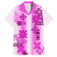 Hawaiian Quilt Family Matching Off Shoulder Maxi Dress and Hawaiian Shirt Vintage Pattern Pink LT05 Dad's Shirt - Short Sleeve Pink - Polynesian Pride