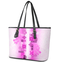 Hawaiian Quilt Leather Tote Bag Vintage Pattern Pink LT05 - Polynesian Pride