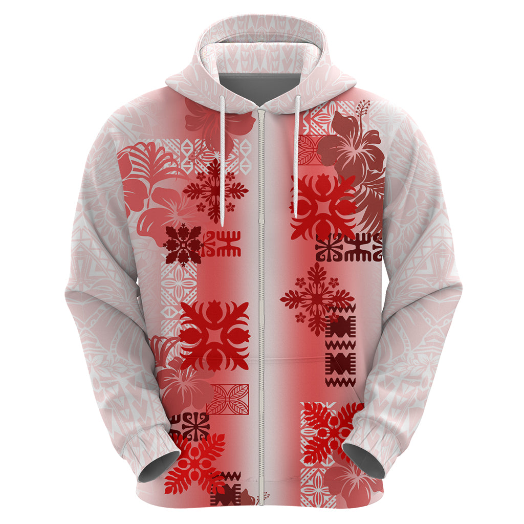 Hawaiian Quilt Hoodie Vintage Pattern Red LT05 - Polynesian Pride