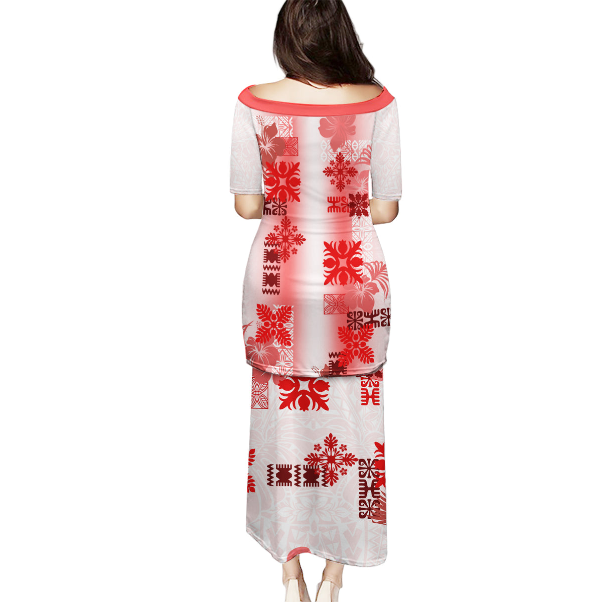 Hawaiian Quilt Puletasi Vintage Pattern Red LT05 - Polynesian Pride