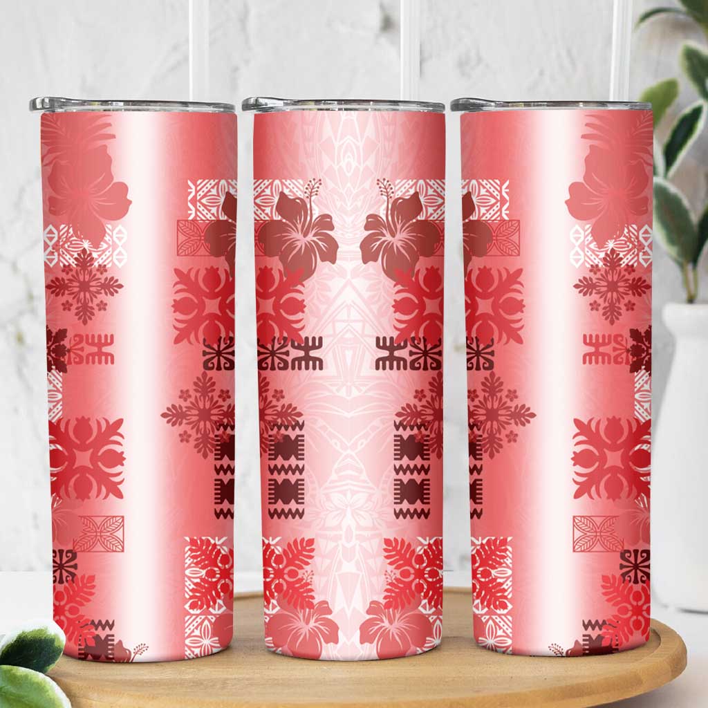 Hawaiian Quilt Skinny Tumbler Vintage Pattern Red