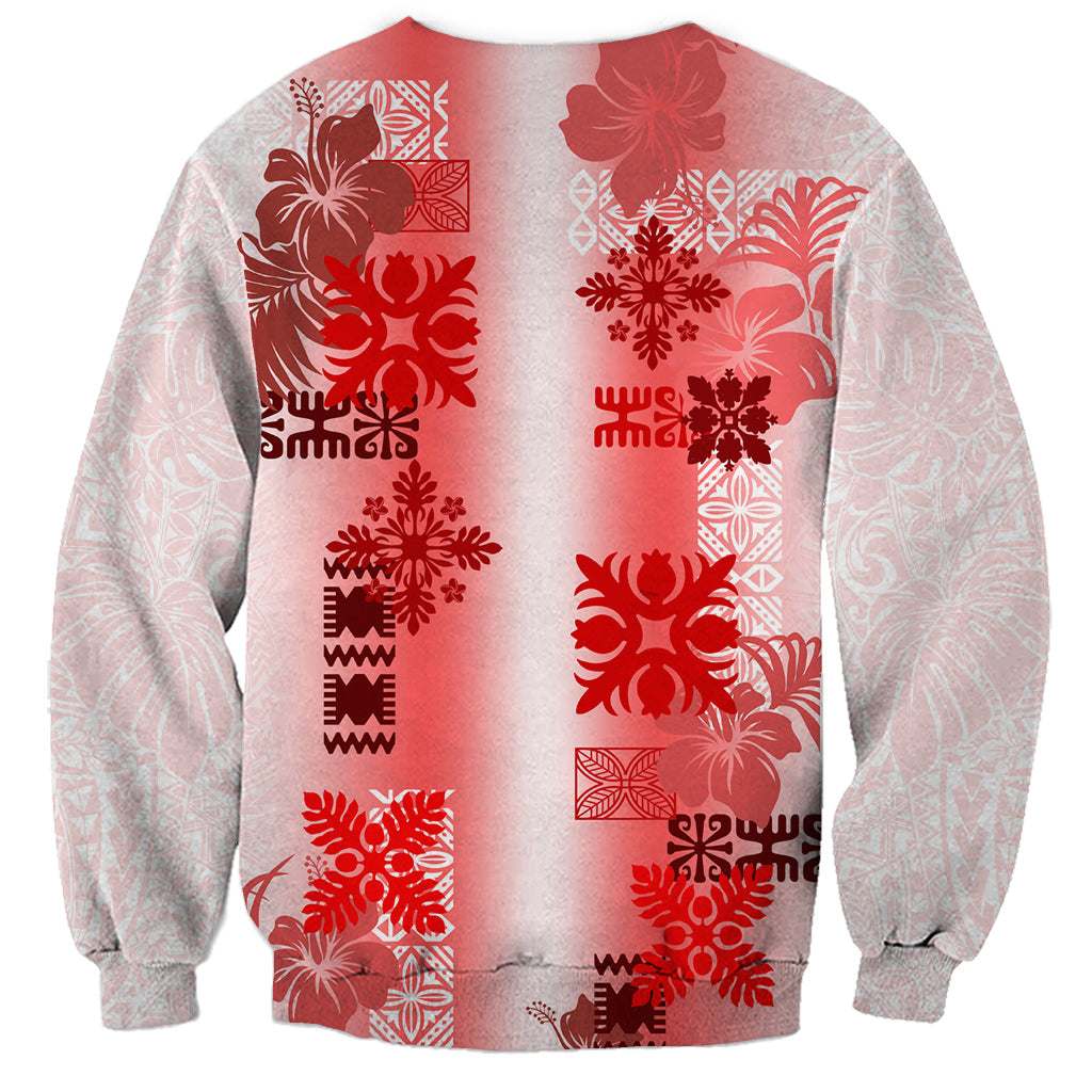 Hawaiian Quilt Sweatshirt Vintage Pattern Red LT05 - Polynesian Pride