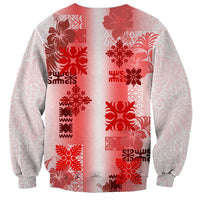 Hawaiian Quilt Sweatshirt Vintage Pattern Red LT05 - Polynesian Pride
