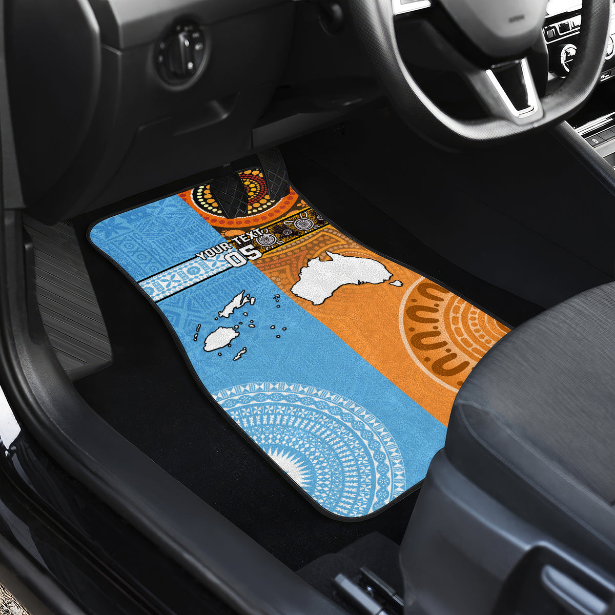 Custom Fiji Tapa And Australia Aboriginal Together Car Mats LT05 - Polynesian Pride