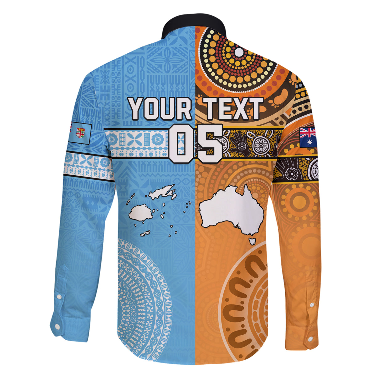 Custom Fiji Tapa And Australia Aboriginal Together Family Matching Short Sleeve Bodycon Dress and Hawaiian Shirt LT05 - Polynesian Pride