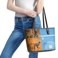Custom Fiji Tapa And Australia Aboriginal Together Leather Tote Bag LT05 - Polynesian Pride