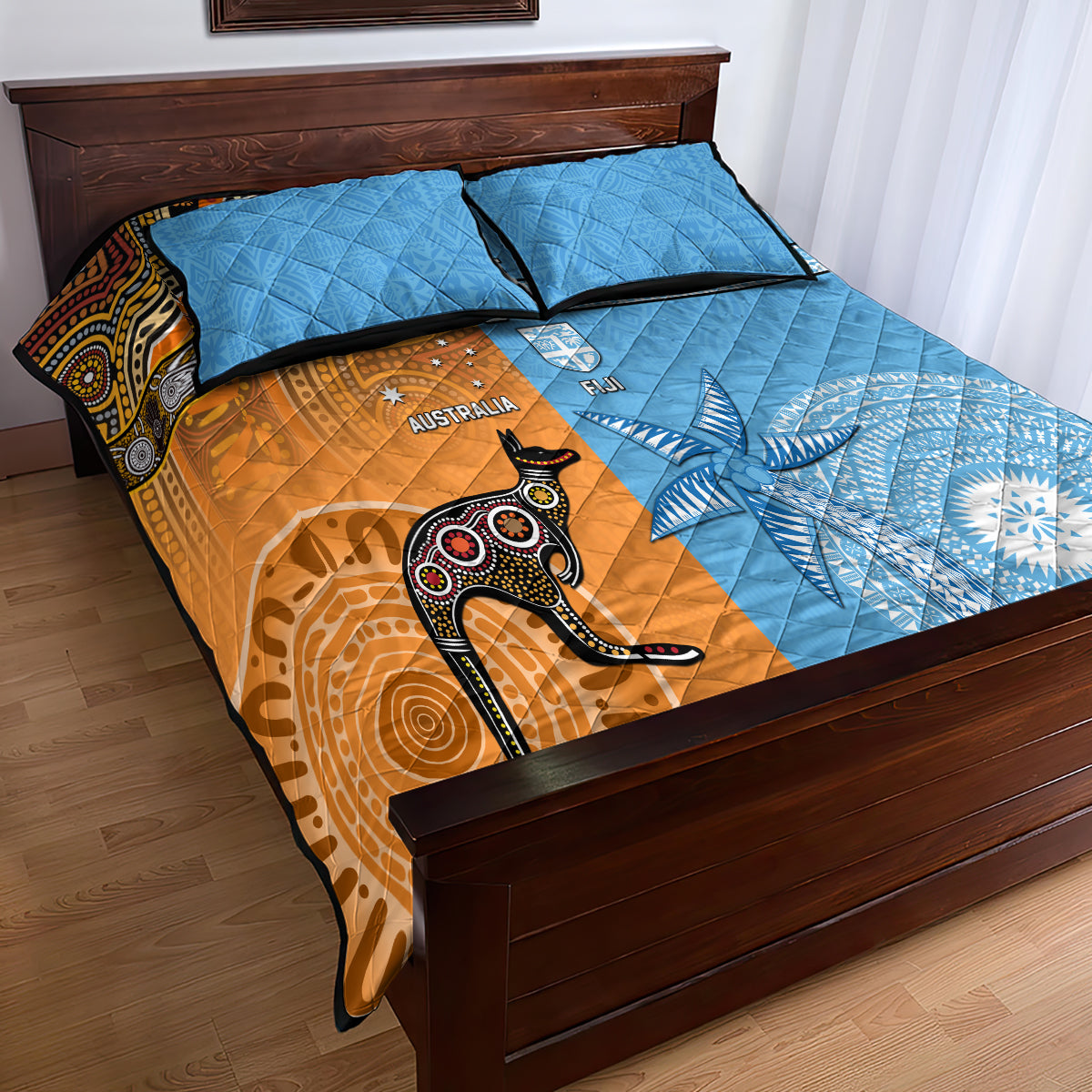 Custom Fiji Tapa And Australia Aboriginal Together Quilt Bed Set LT05 - Polynesian Pride