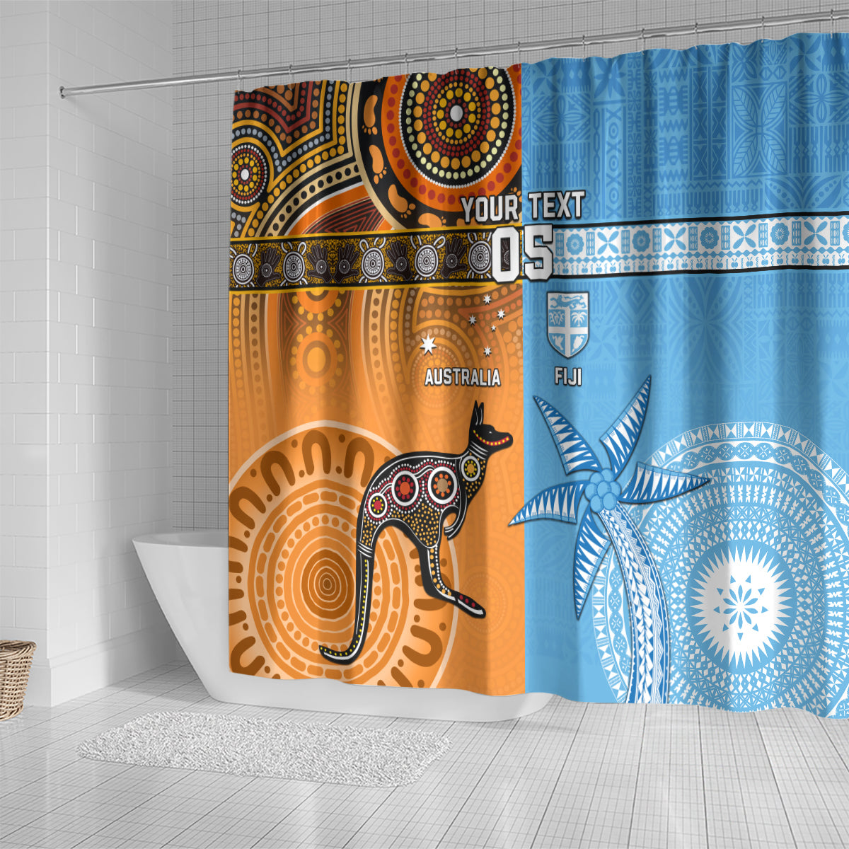 Custom Fiji Tapa And Australia Aboriginal Together Shower Curtain LT05 - Polynesian Pride