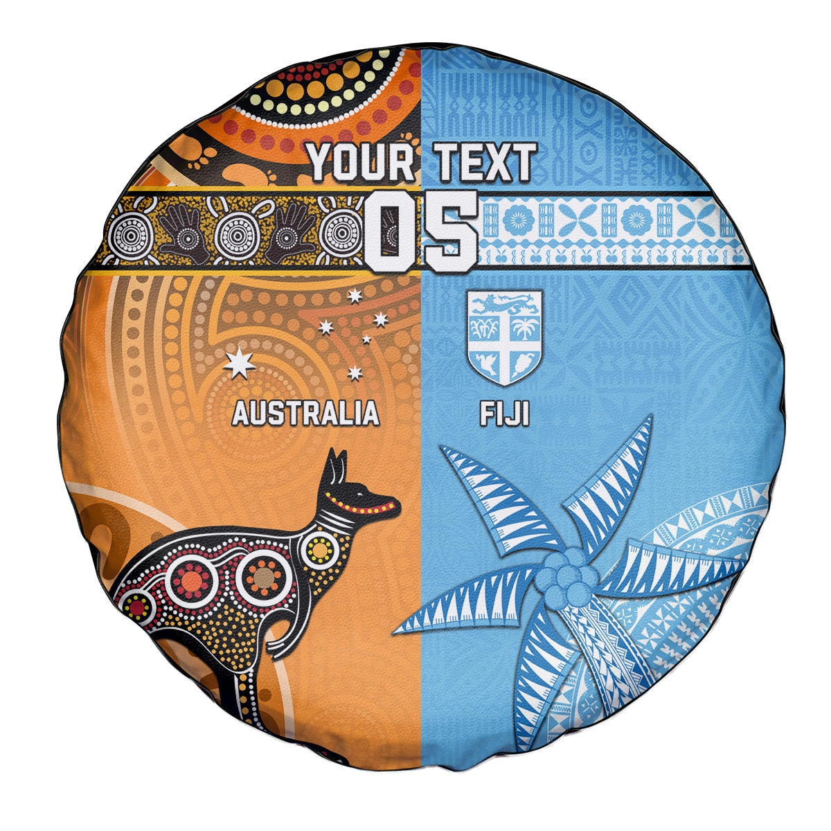 Custom Fiji Tapa And Australia Aboriginal Together Spare Tire Cover LT05 - Polynesian Pride