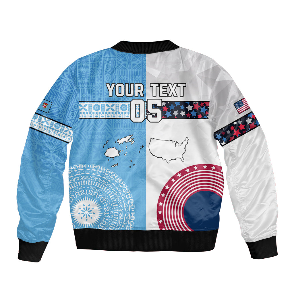 Custom Fiji And USA Palm Tree With Eagle Bomber Jacket LT05 - Polynesian Pride