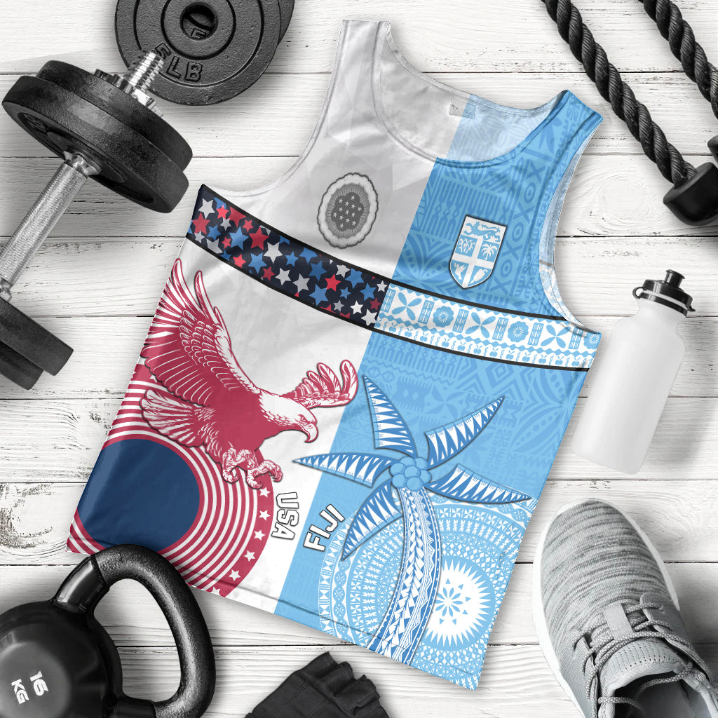 Custom Fiji And USA Palm Tree With Eagle Men Tank Top LT05 - Polynesian Pride