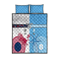 Custom Fiji And USA Palm Tree With Eagle Quilt Bed Set LT05 Blue - Polynesian Pride