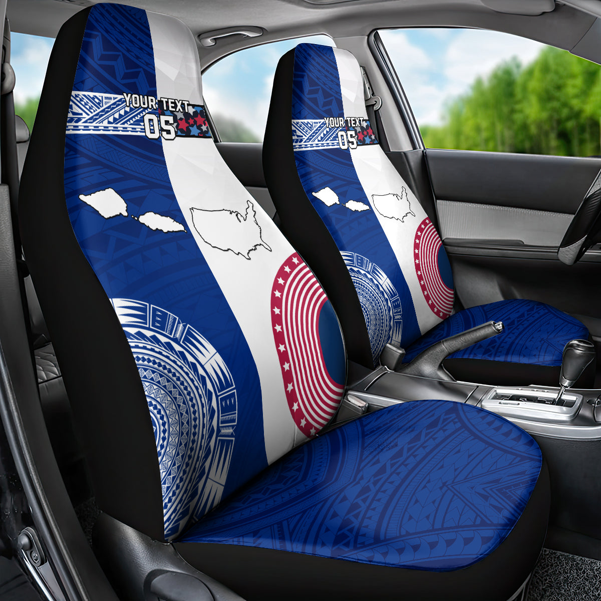 Custom Samoa And USA Together Car Seat Cover LT05 - Polynesian Pride