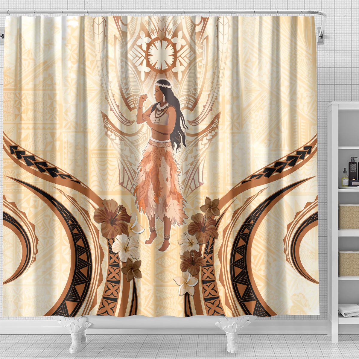 Tonga Women's Day Shower Curtain With Polynesian Pattern
