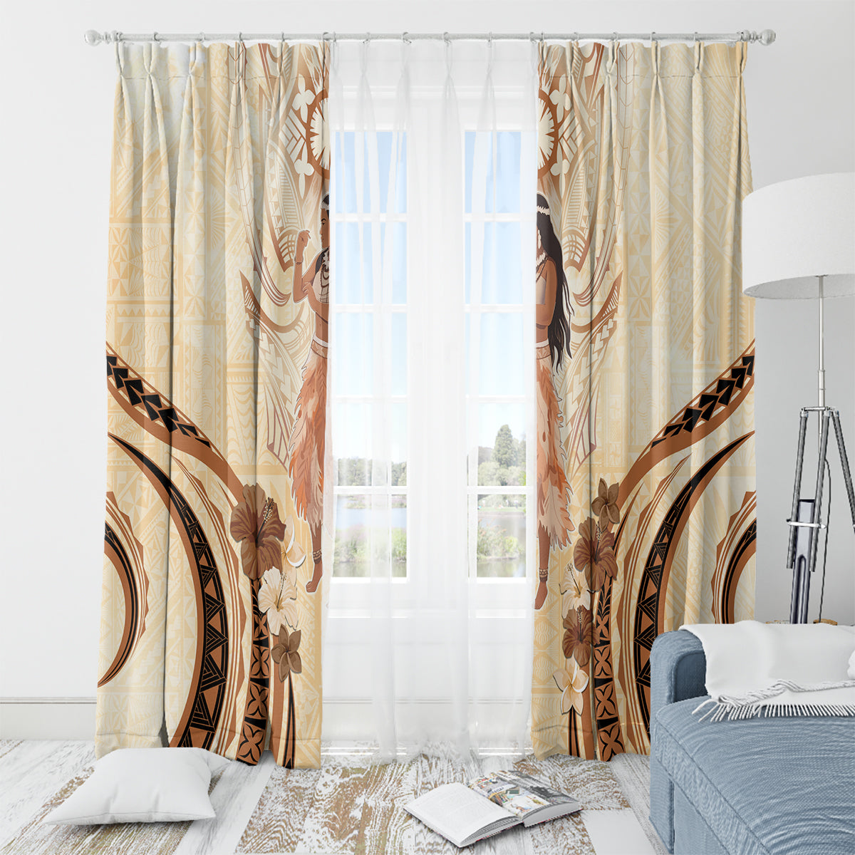 Tonga Women's Day Window Curtain With Polynesian Pattern