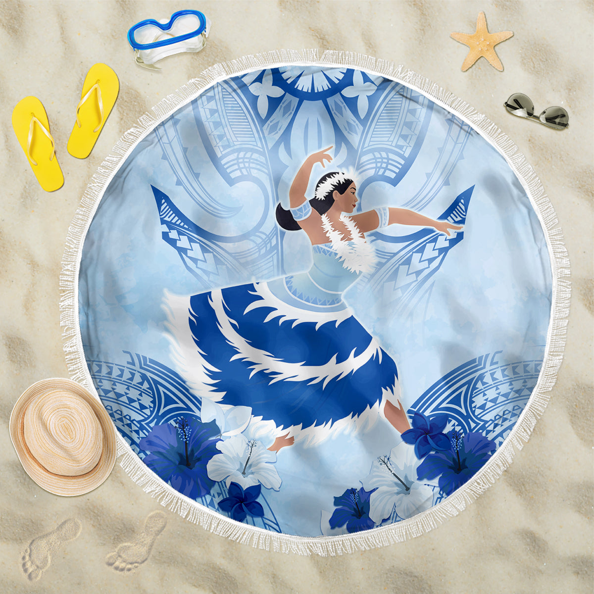 Cook Islands Women's Day Beach Blanket With Polynesian Pattern