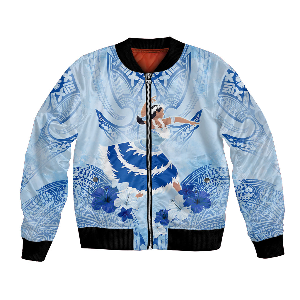 Cook Islands Women's Day Bomber Jacket With Polynesian Pattern LT05 Unisex Blue - Polynesian Pride