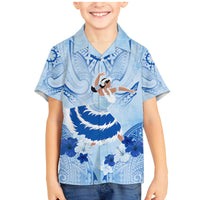 Cook Islands Women's Day Family Matching Mermaid Dress and Hawaiian Shirt With Polynesian Pattern LT05 Son's Shirt Blue - Polynesian Pride