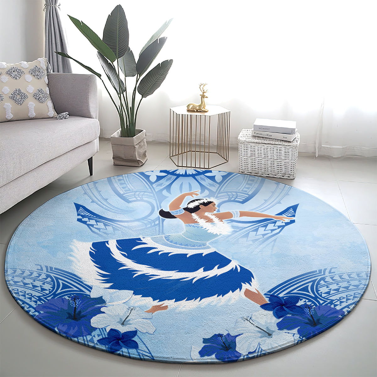 Cook Islands Women's Day Round Carpet With Polynesian Pattern LT05 - Polynesian Pride