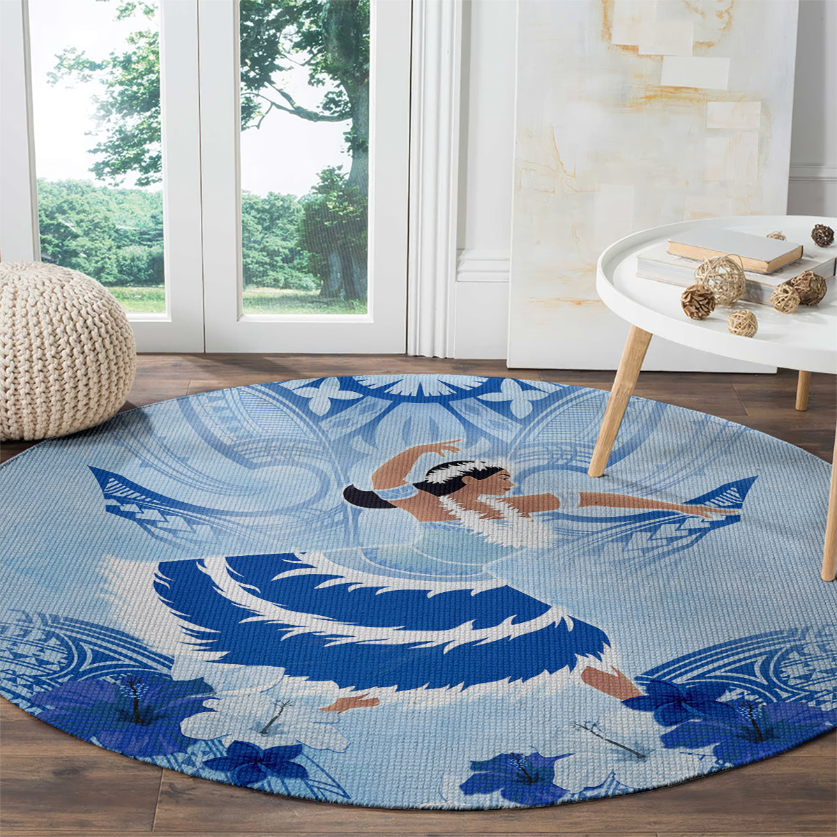 Cook Islands Women's Day Round Carpet With Polynesian Pattern LT05 - Polynesian Pride