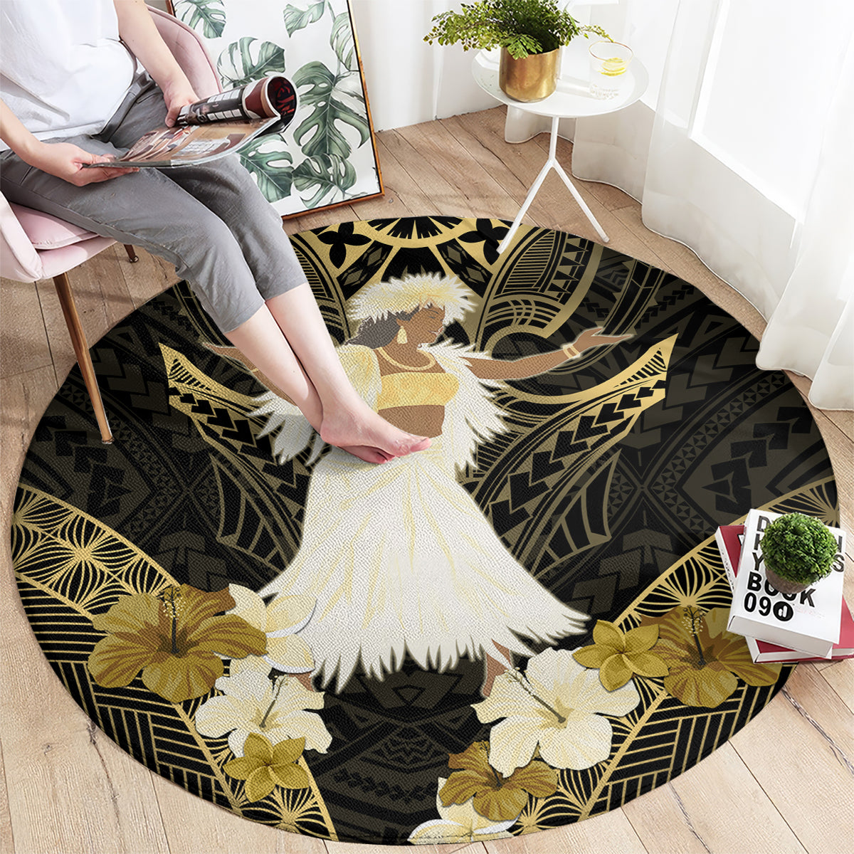 Niue Women's Day Round Carpet With Polynesian Pattern LT05 - Polynesian Pride