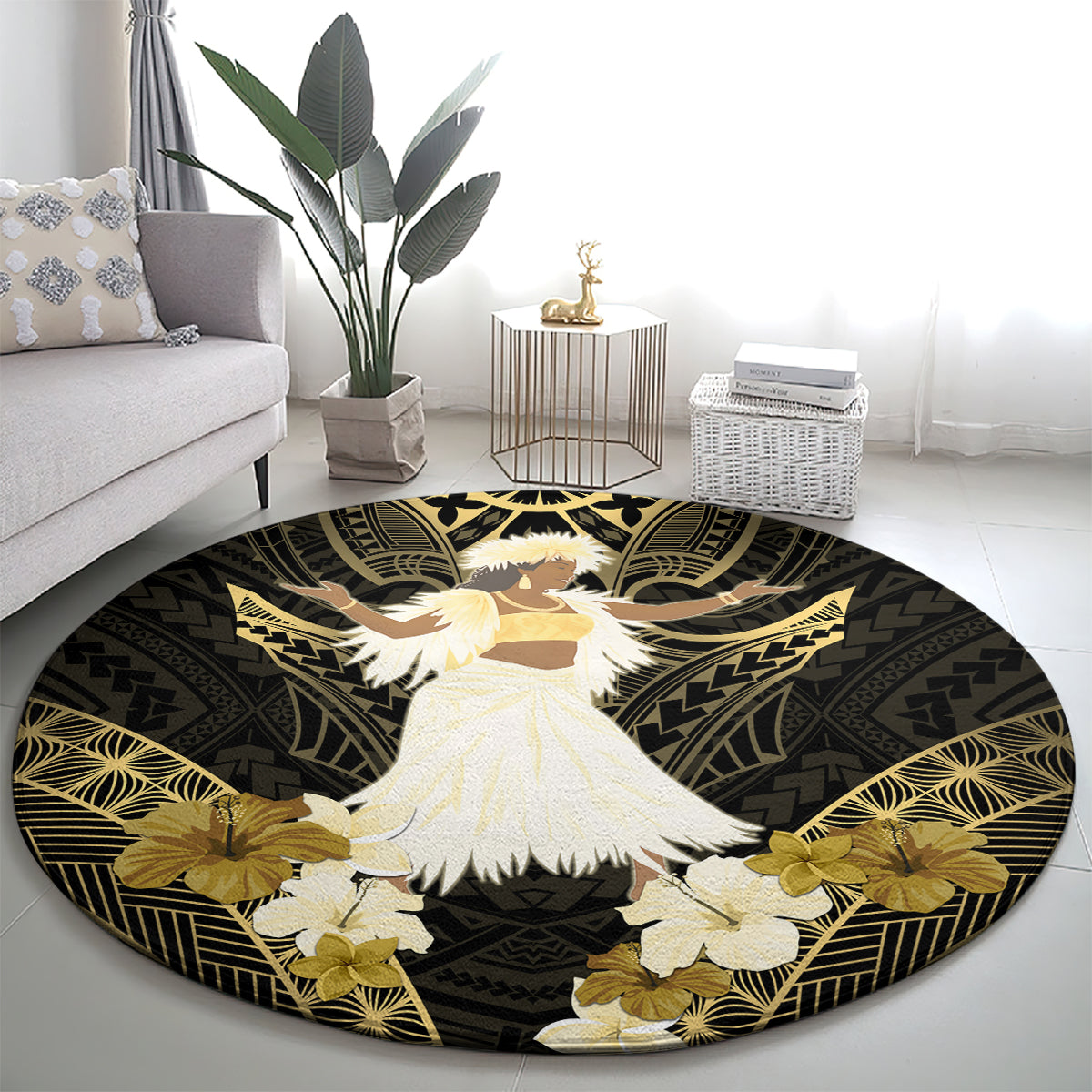 Niue Women's Day Round Carpet With Polynesian Pattern LT05 - Polynesian Pride
