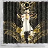Niue Women's Day Shower Curtain With Polynesian Pattern