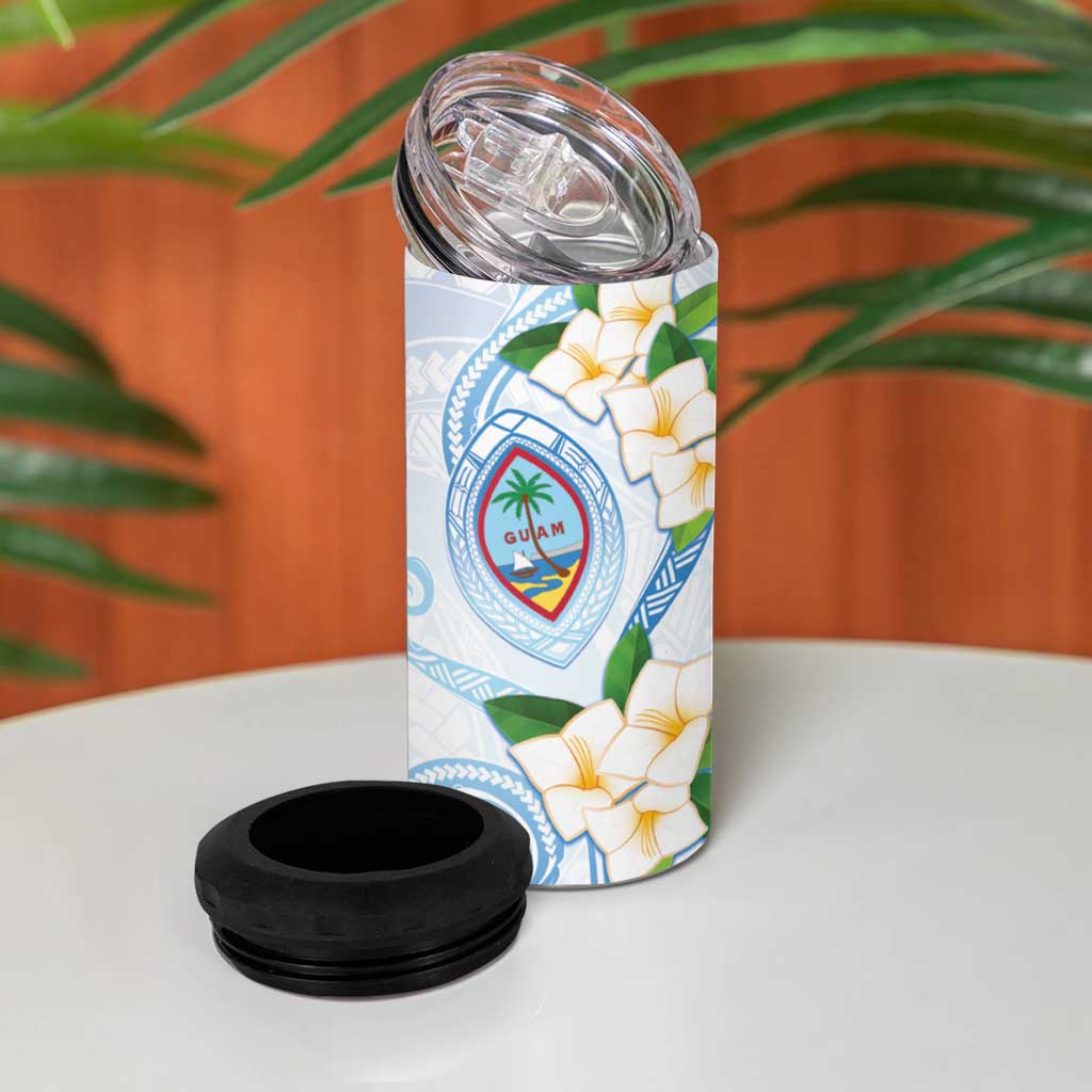 Guam Chamorro 4 in 1 Can Cooler Tumbler Guasali Flowers Curves Style
