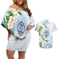 Guam Chamorro Couples Matching Off Shoulder Short Dress and Hawaiian Shirt Guasali Flowers Curves Style