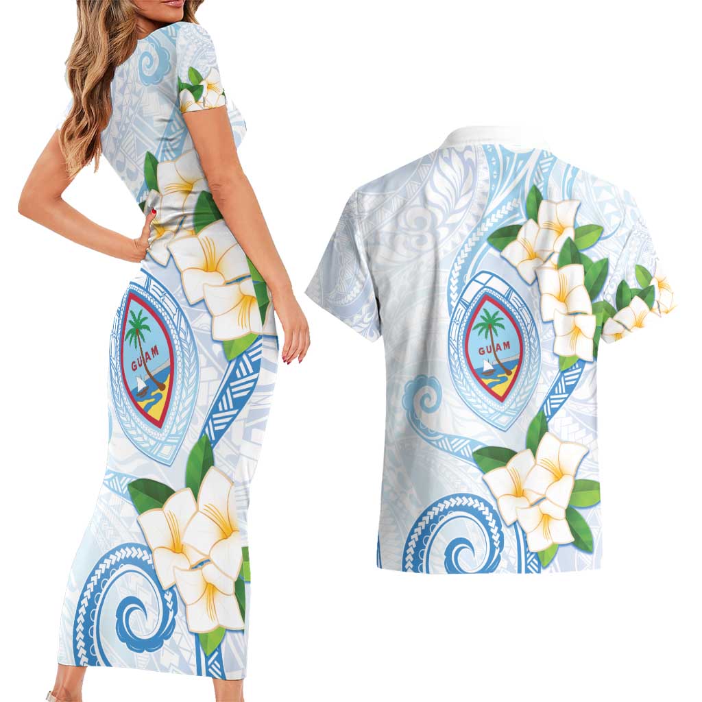 Guam Chamorro Couples Matching Short Sleeve Bodycon Dress and Hawaiian Shirt Guasali Flowers Curves Style