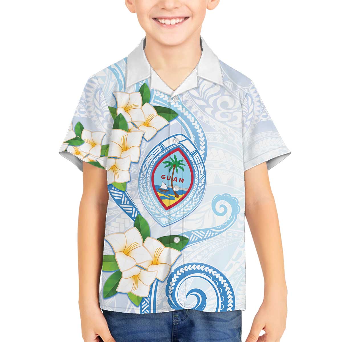 Guam Chamorro Family Matching Off The Shoulder Long Sleeve Dress and Hawaiian Shirt Guasali Flowers Curves Style