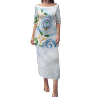 Guam Chamorro Family Matching Puletasi and Hawaiian Shirt Guasali Flowers Curves Style