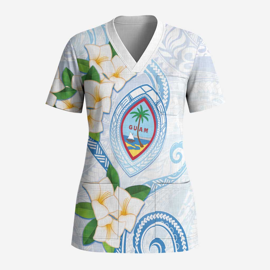 Guam Chamorro Scrub Top Guasali Flowers Curves Style - Polynesian Pride
