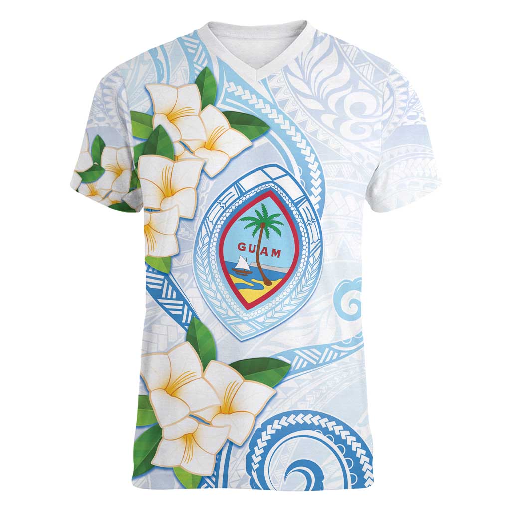 Guam Chamorro Women V-Neck T-Shirt Guasali Flowers Curves Style