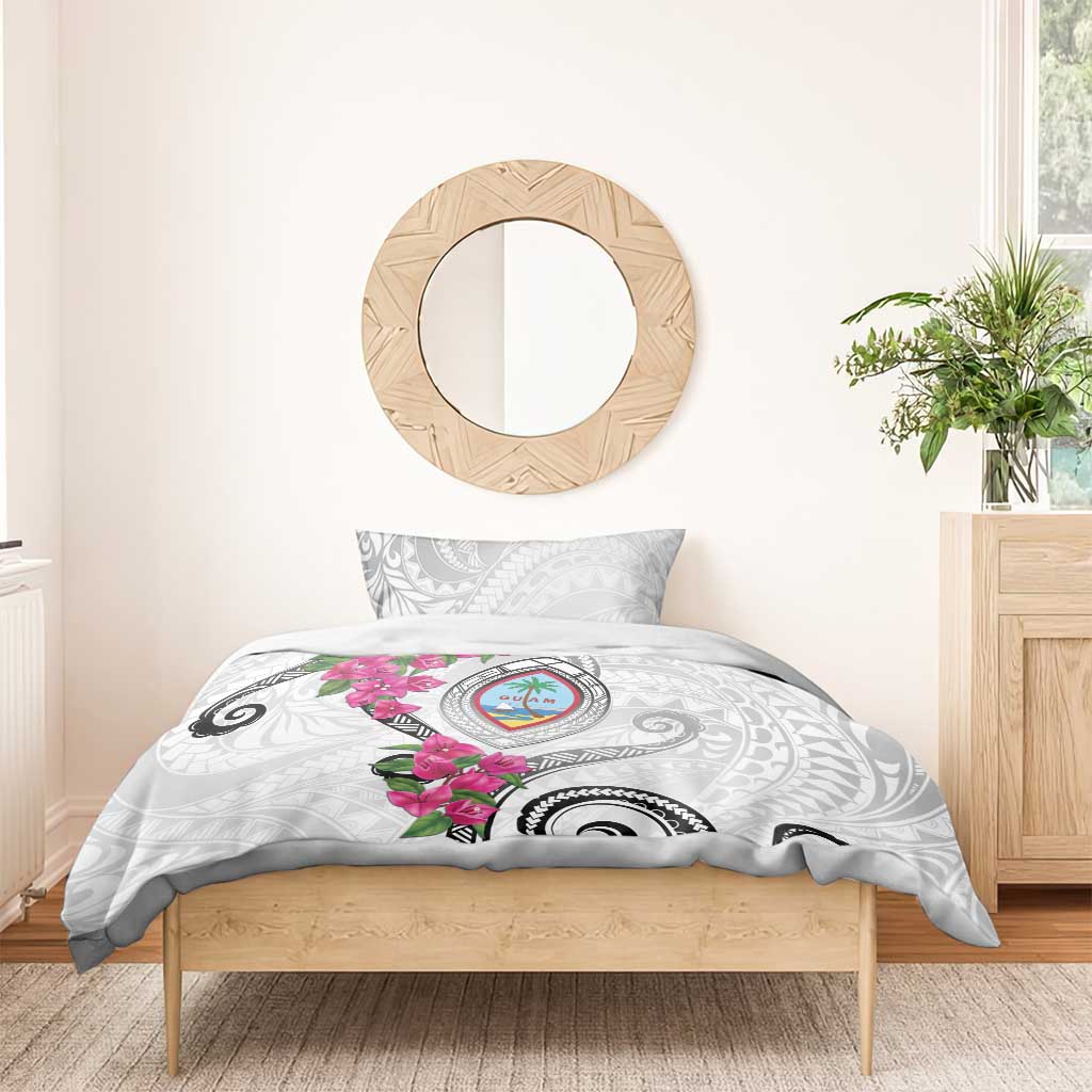Guam Chamorro Bedding Set Curves Polynesian Tattoo Mix Bougainvillea