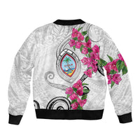 Guam Chamorro Bomber Jacket Curves Polynesian Tattoo Mix Bougainvillea