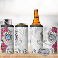 Guam Chamorro 4 in 1 Can Cooler Tumbler Curves Polynesian Tattoo Mix Bougainvillea