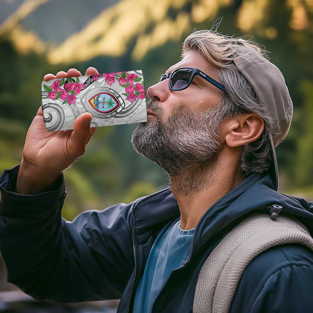 Guam Chamorro 4 in 1 Can Cooler Tumbler Curves Polynesian Tattoo Mix Bougainvillea