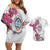 Guam Chamorro Couples Matching Off Shoulder Short Dress and Hawaiian Shirt Curves Polynesian Tattoo Mix Bougainvillea