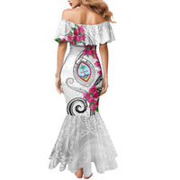 Guam Chamorro Family Matching Mermaid Dress and Hawaiian Shirt Curves Polynesian Tattoo Mix Bougainvillea