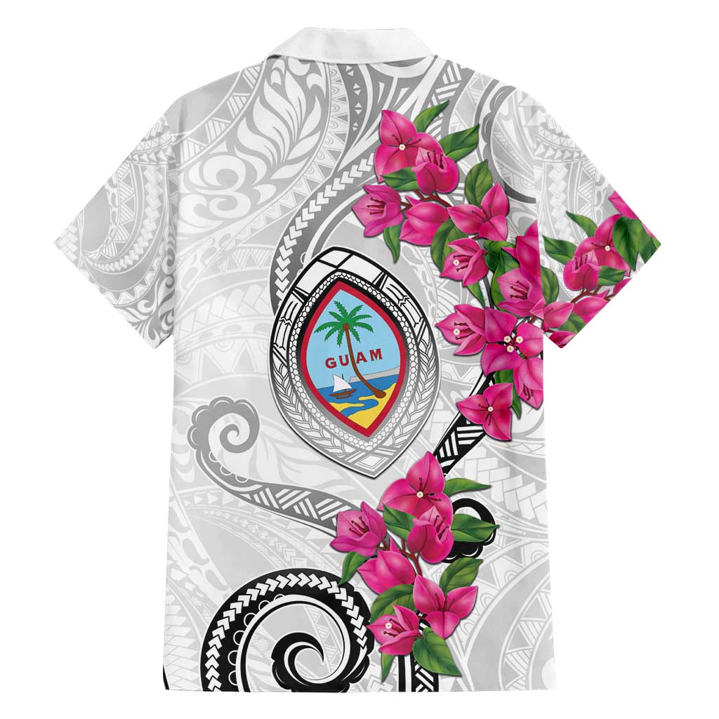 Guam Chamorro Family Matching Puletasi and Hawaiian Shirt Curves Polynesian Tattoo Mix Bougainvillea