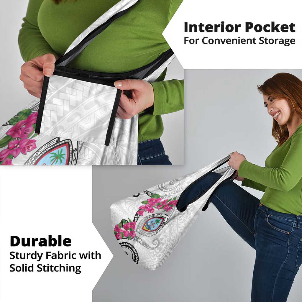 Guam Chamorro Grocery Bag Curves Polynesian Tattoo Mix Bougainvillea