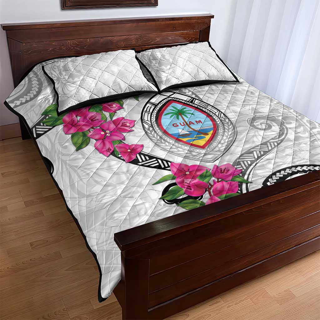 Guam Chamorro Quilt Bed Set Curves Polynesian Tattoo Mix Bougainvillea